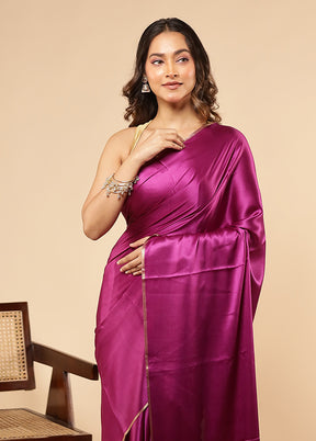 Purple Printed Pure Silk Saree With Blouse Piece