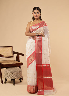White Organza Saree With Blouse Piece