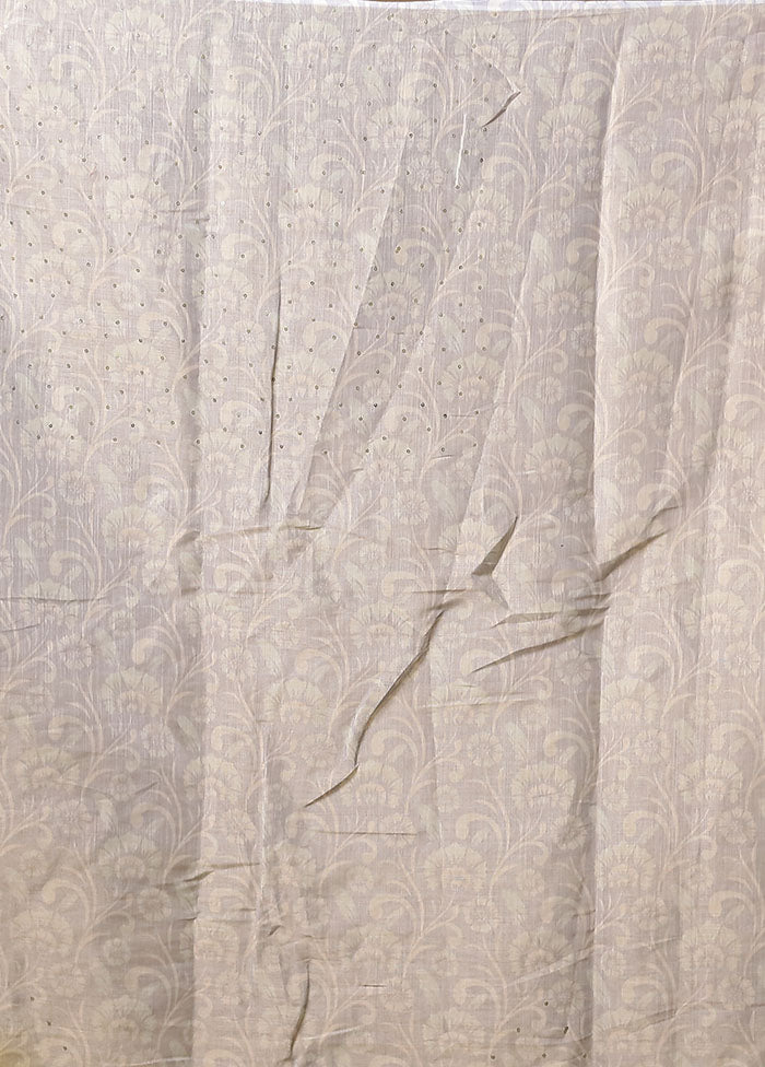 Cream Linen Silk Saree With Blouse Piece