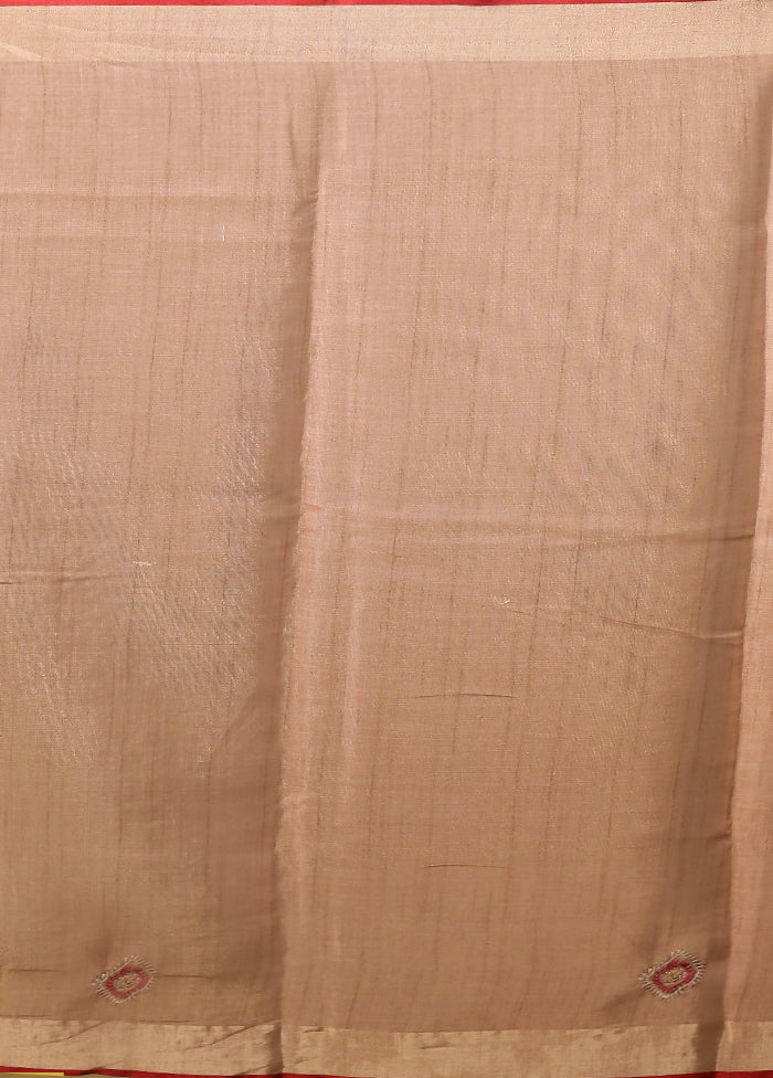 Pink Linen Silk Saree With Blouse Piece