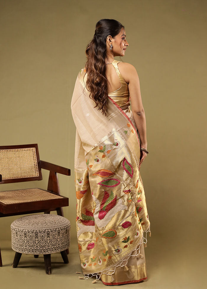 Gold Linen Silk Saree With Blouse Piece