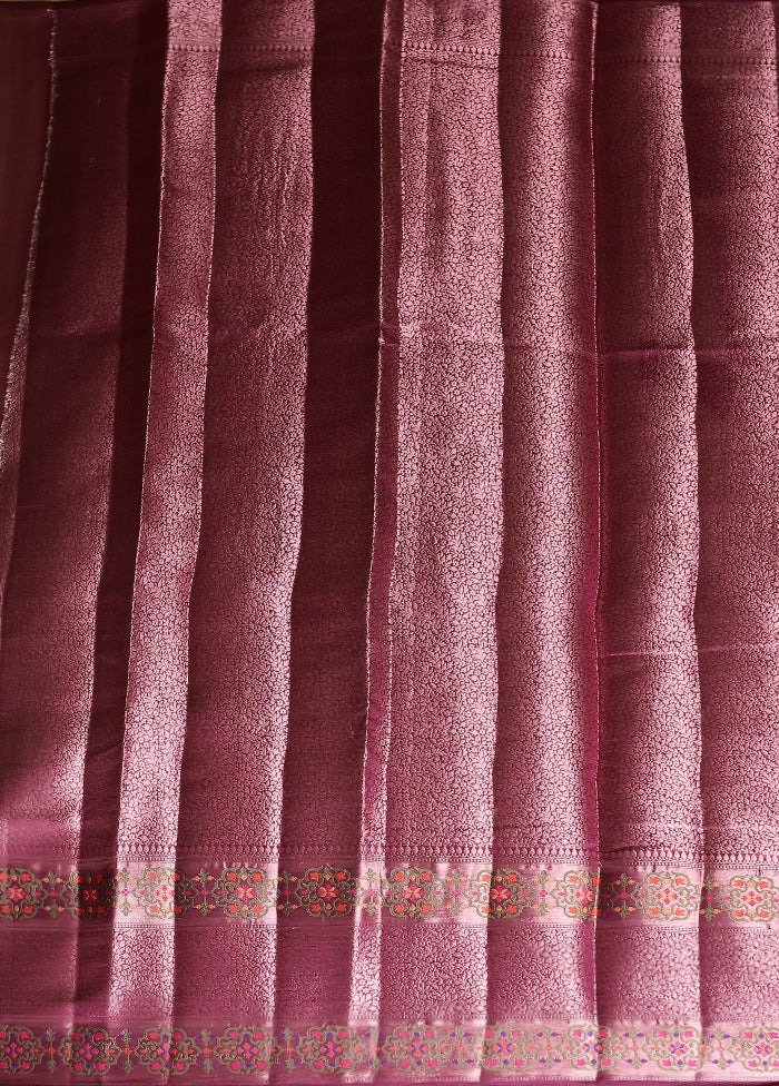 Purple Handloom Dupion Pure Silk Saree With Blouse Piece