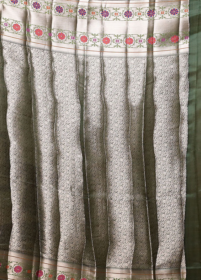 Green Handloom Dupion Pure Silk Saree With Blouse Piece