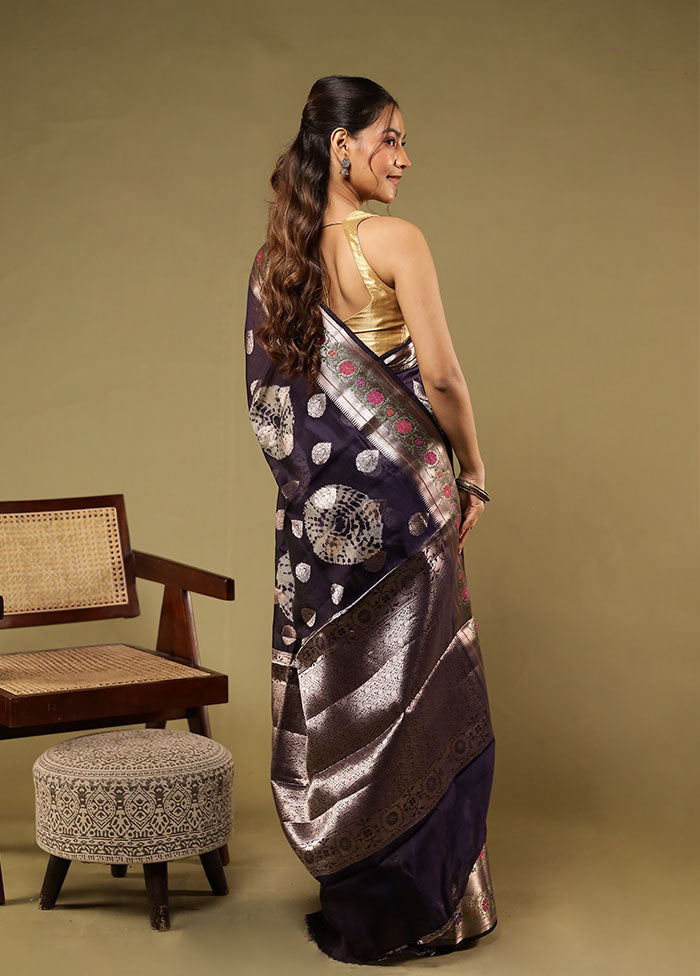 Blue Handloom Dupion Pure Silk Saree With Blouse Piece