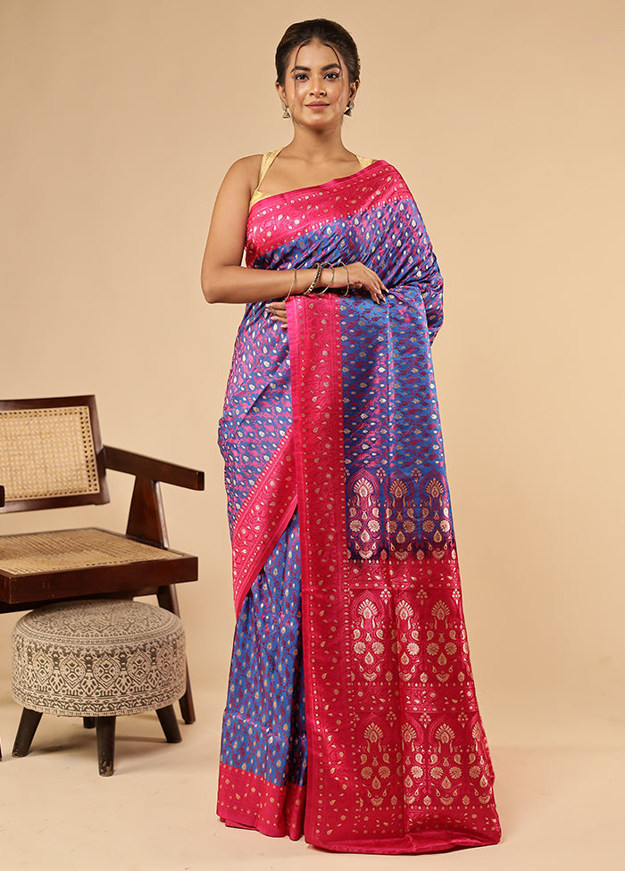 Blue Tanchoi Silk Saree With Blouse Piece
