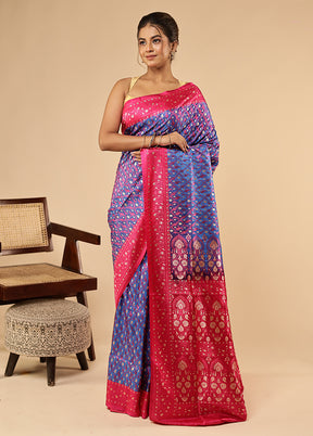 Blue Tanchoi Silk Saree With Blouse Piece