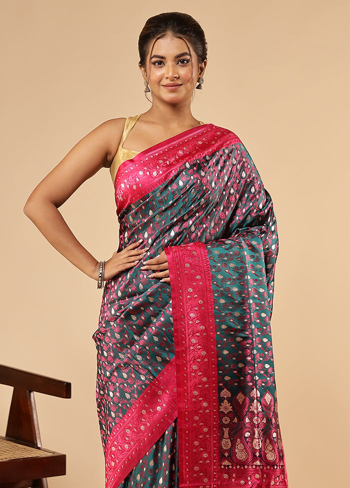 Green Tanchoi Silk Saree With Blouse Piece