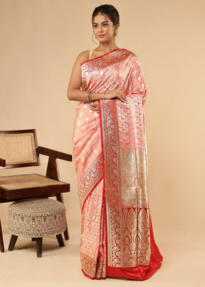 Pink Tanchoi Silk Saree With Blouse Piece