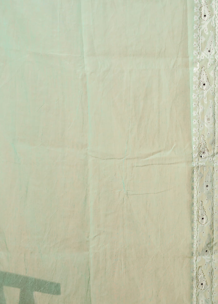 Green Khadi Cotton Saree With Blouse Piece