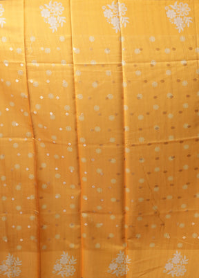 Yellow Dupion Silk Saree With Blouse Piece