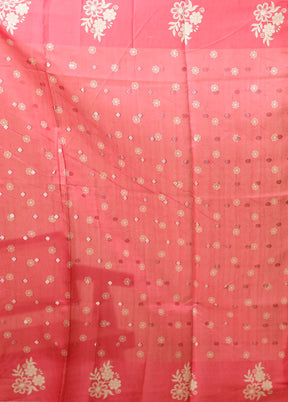 Pink Dupion Silk Saree With Blouse Piece