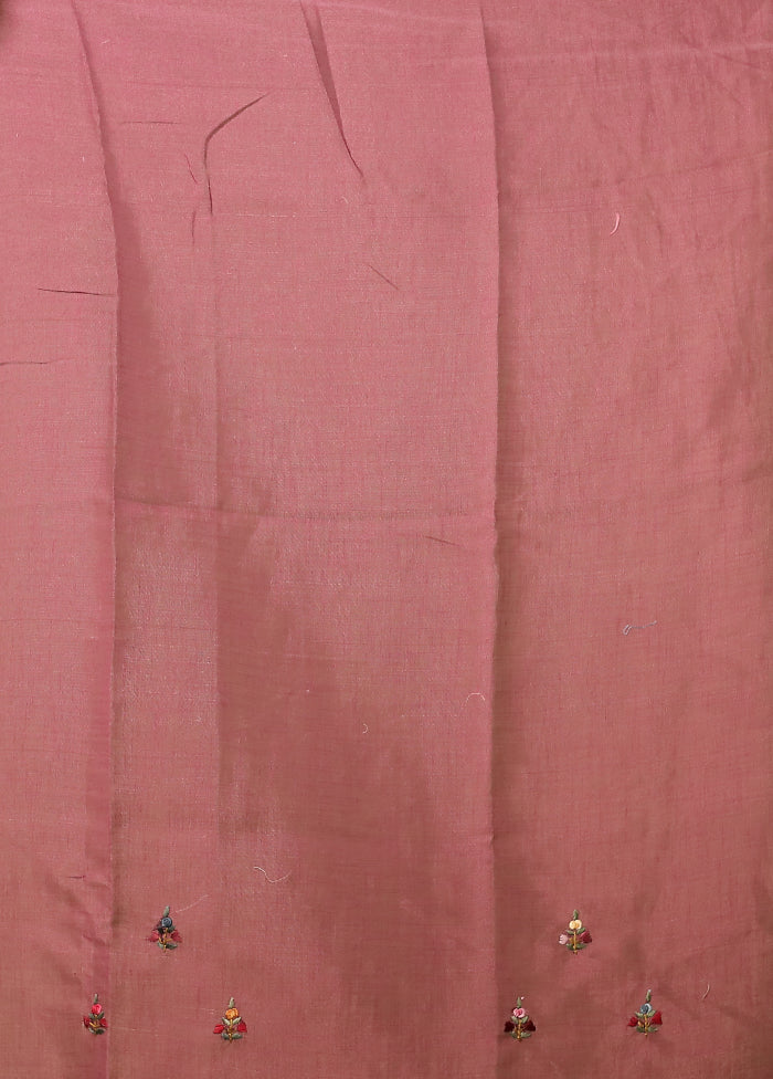 Cream Linen Silk Saree With Blouse Piece