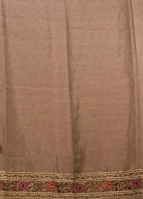 Brown Linen Silk Saree With Blouse Piece
