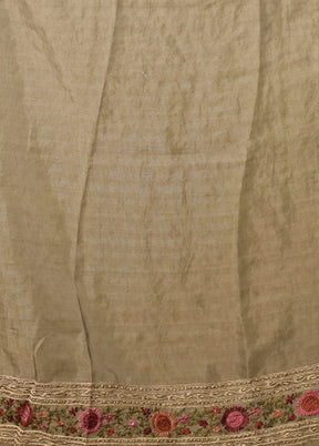 Green Linen Silk Saree With Blouse Piece