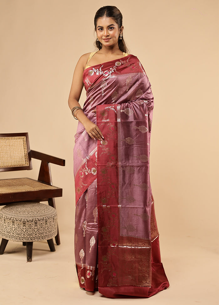 Purple Dupion Silk Saree With Blouse Piece