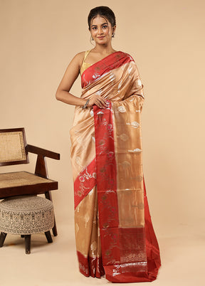Cream Dupion Silk Saree With Blouse Piece
