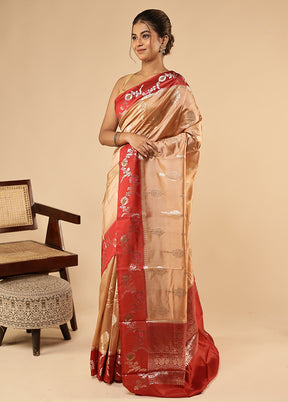 Cream Dupion Silk Saree With Blouse Piece