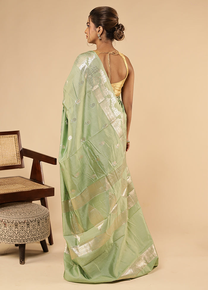Green Dupion Silk Saree With Blouse Piece