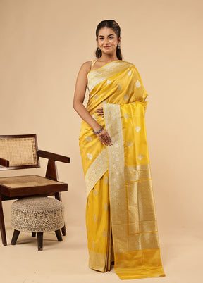Yellow Tissue Silk Saree With Blouse Piece