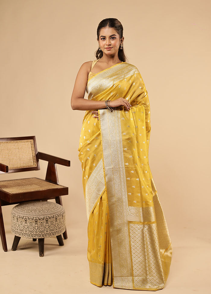 Yellow Tissue Silk Saree With Blouse Piece