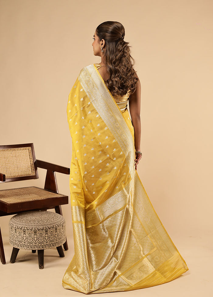 Yellow Tissue Silk Saree With Blouse Piece