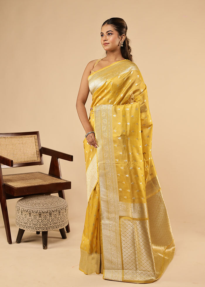 Yellow Tissue Silk Saree With Blouse Piece