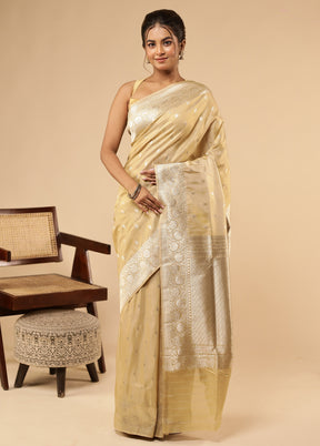Cream Tissue Silk Saree With Blouse Piece