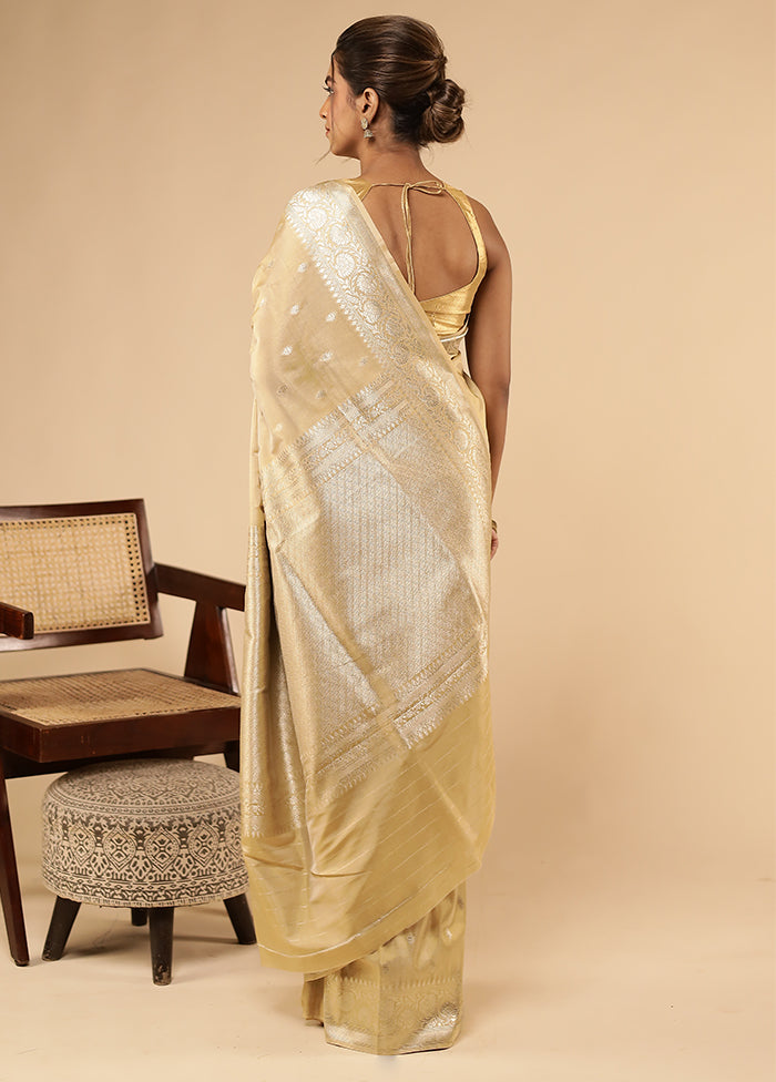 Cream Tissue Silk Saree With Blouse Piece