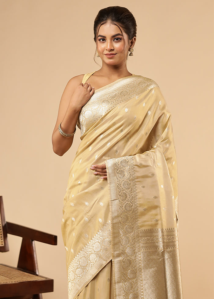 Cream Tissue Silk Saree With Blouse Piece