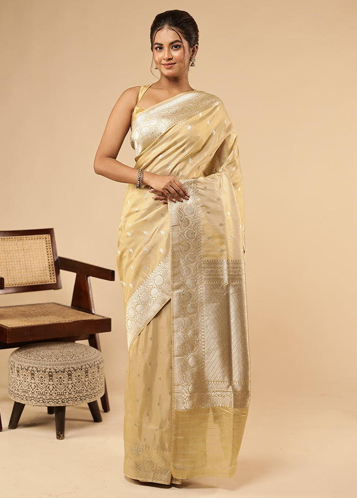 Cream Tissue Silk Saree With Blouse Piece