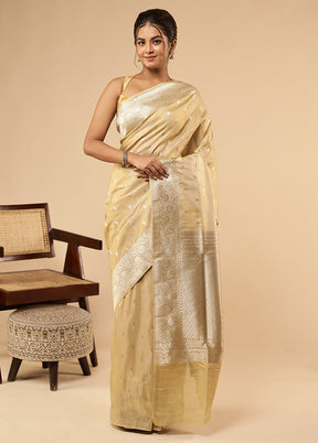 Cream Tissue Silk Saree With Blouse Piece
