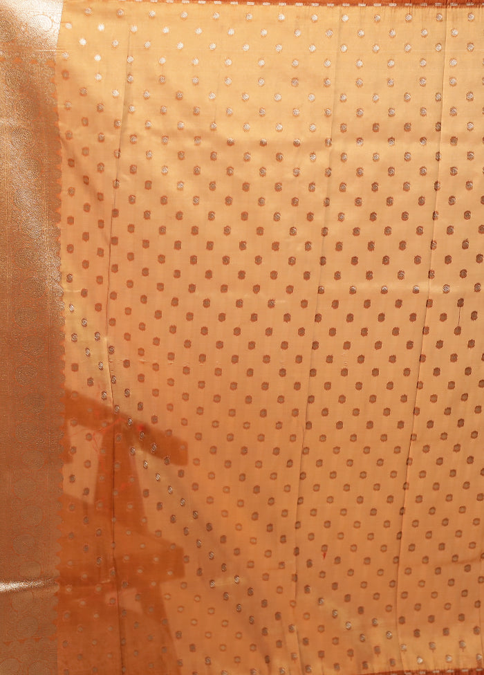 Rust Tissue Silk Saree With Blouse Piece