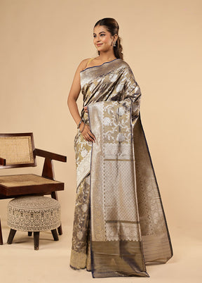 Grey Tissue Silk Saree With Blouse Piece