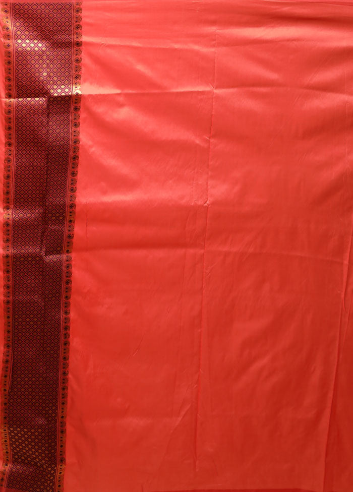 Pink Assam Silk Saree With Blouse Piece