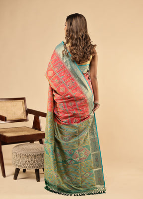 Pink Dupion Silk Saree With Blouse Piece