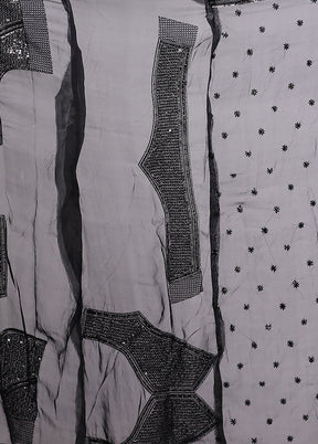 Black Handloom Pure Georgette Saree With Blouse Piece