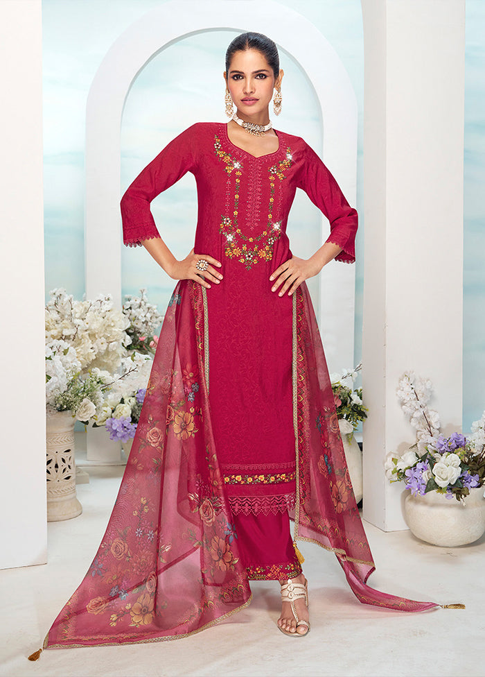 3 Pc Pink Silk Suit Set