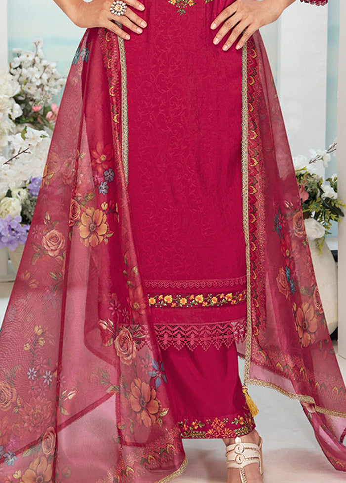 3 Pc Pink Silk Suit Set