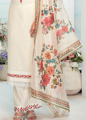 3 Pc Cream Silk Suit Set