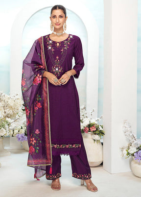 3 Pc Purple Silk Suit Set