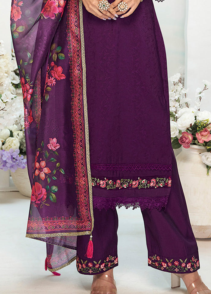 3 Pc Purple Silk Suit Set