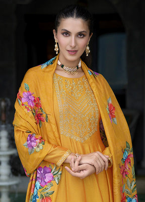 3 Pc Yellow Silk Suit Set