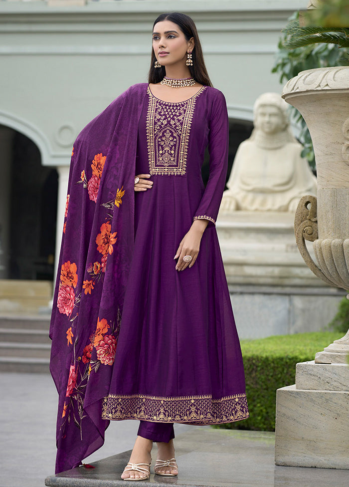 3 Pc Purple Silk Suit Set