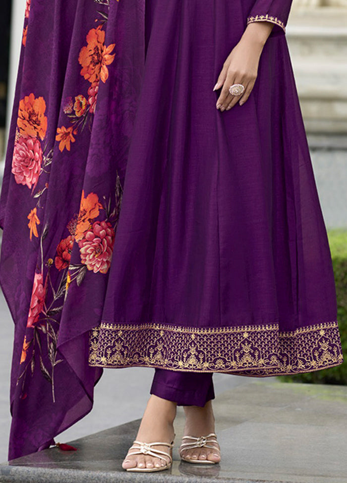 3 Pc Purple Silk Suit Set