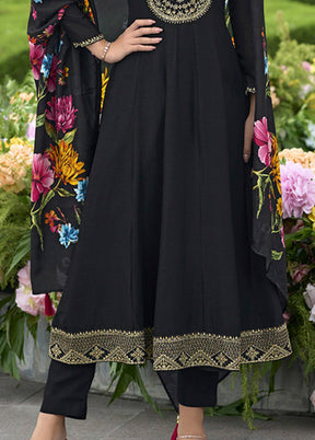 3 Pc Black Silk Suit Set