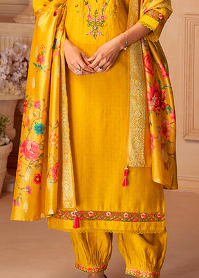 3 Pc Yellow Silk Suit Set