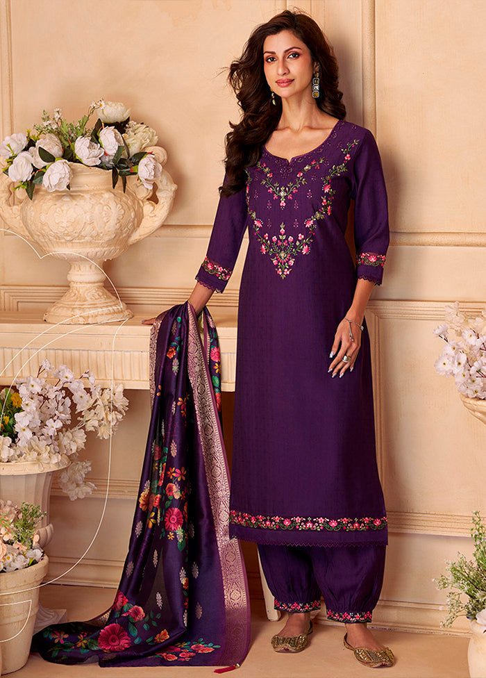 3 Pc Lavender Silk Suit Set