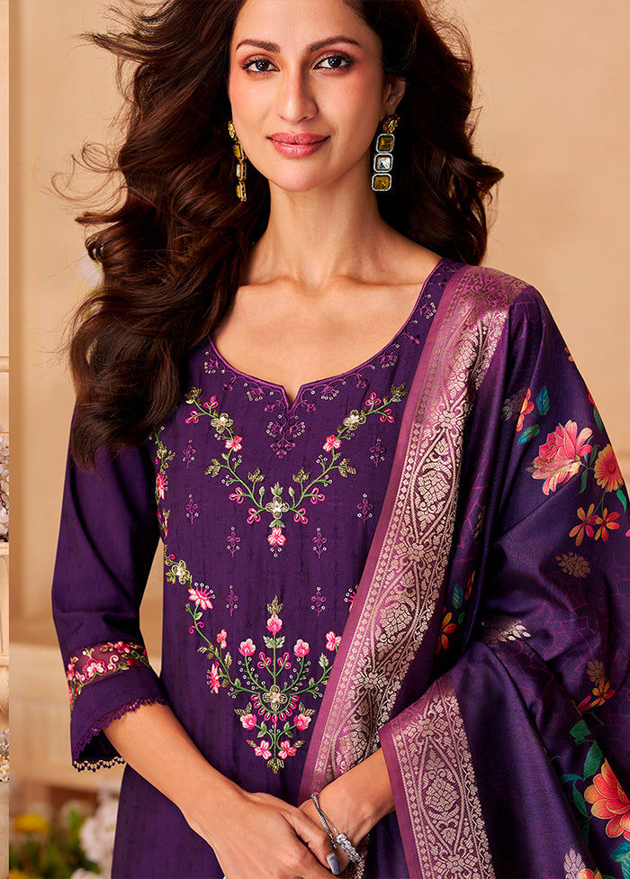 3 Pc Lavender Silk Suit Set