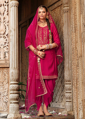 3 Pc Pink Silk Suit Set