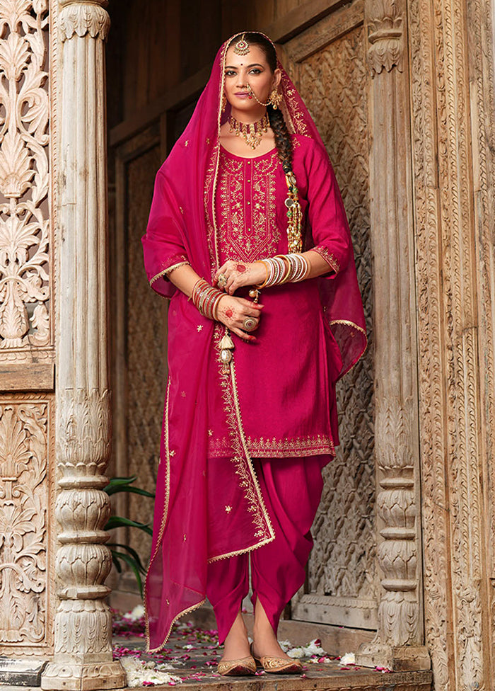 3 Pc Pink Silk Suit Set